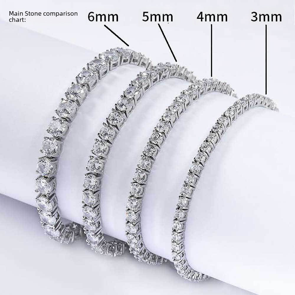 Wholesale Trendy Tennis Chain Zirconia Bracelet Hip Hop Copper Plated Men's Bracelet Jewelry Fashion Accessories